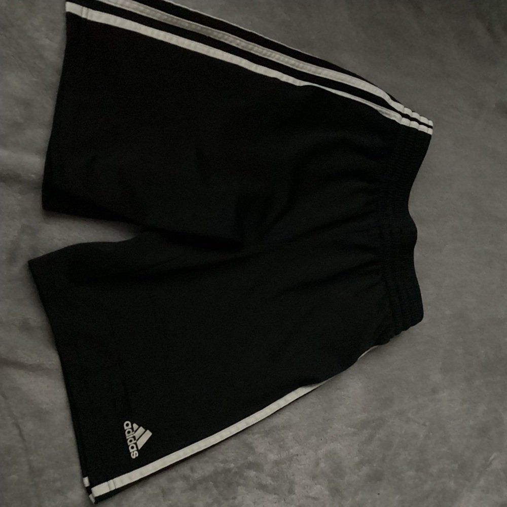 Adidas Black Shorts with White Stripes